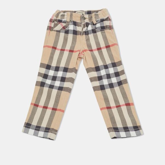 Burberry Kids Beige Nova Check Print Cotton Pants 2 Yrs